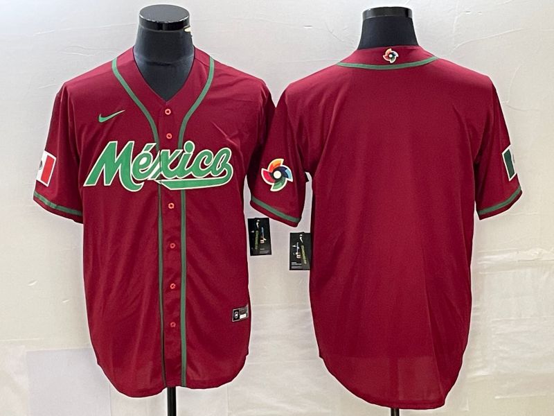 Men 2023 World Cub Mexico Blank Red Nike MLB Jersey2->more jerseys->MLB Jersey